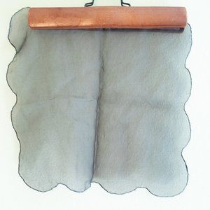 Black see-through handkerchief with scalloped edge